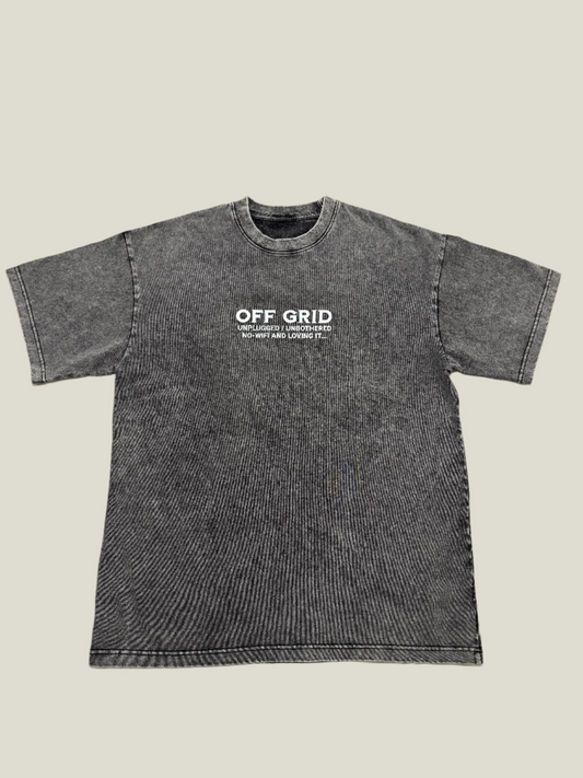 OFFGRID Vintage Acid Washed Oversized Distressed Relaxed Fit Crewneck T-Shirt Unisex- Gray